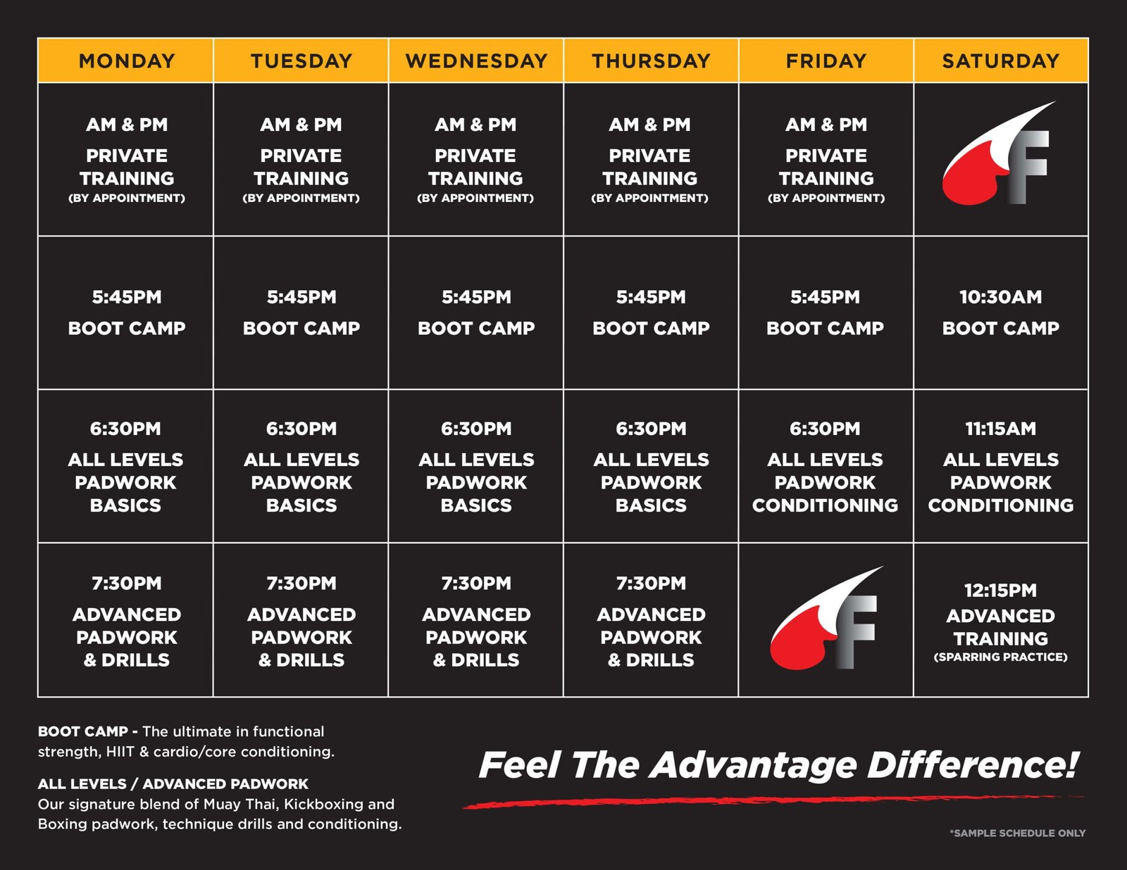 Advantage Fitness Schedule